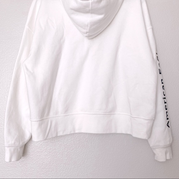 American Eagle Oversized White Hoodie Drawstring Sweatshirt Size Small - Picture 9 of 11